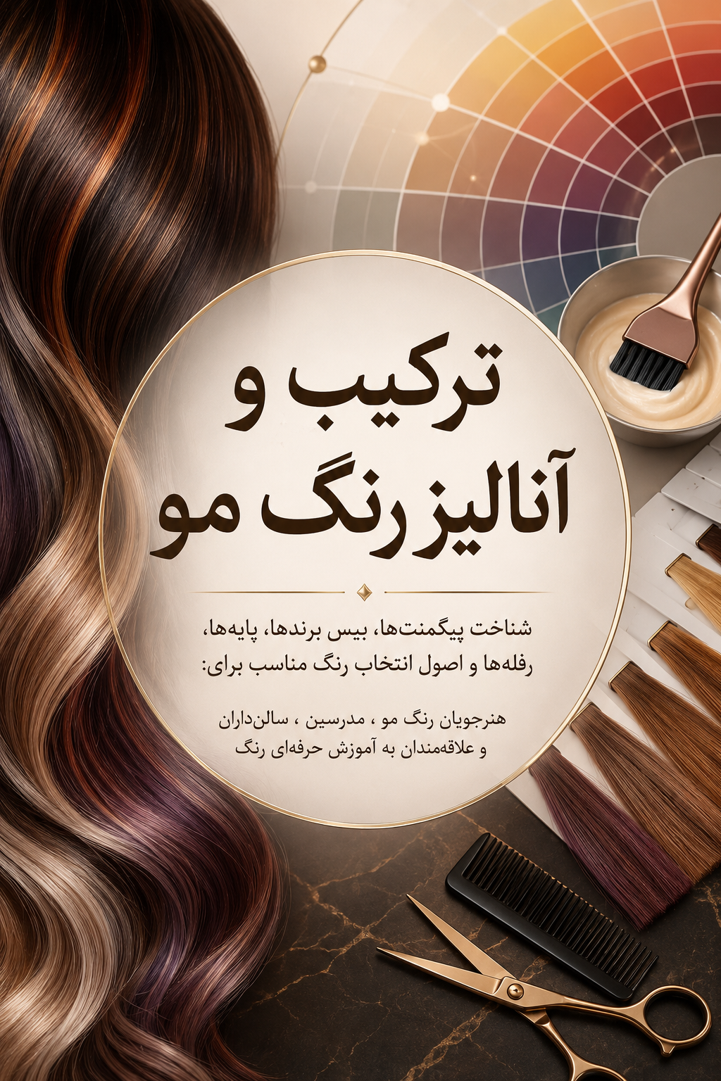 ترکیب و آنالیز رنگ مو شناخت پیگمنت‌ها، بیس برندها، پایه‌ها، رفله‌ها و اصول انتخاب رنگ